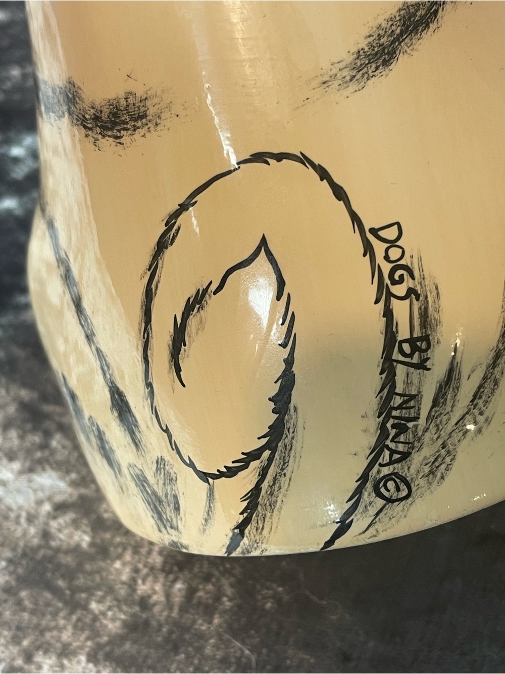 Hand-Painted Pug Vase by Dogs by Nina - Picture 3 of 5